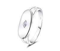 Plain Shape with Blink CZ Stone Silver Ring NSR-4041